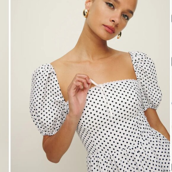 Reformation Malvina Linen Dress Ivory - Size 12 - Picture 2 of 12